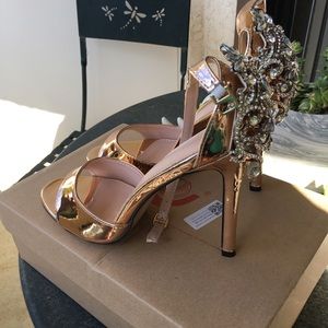 Embellished heel rose gold stilettos